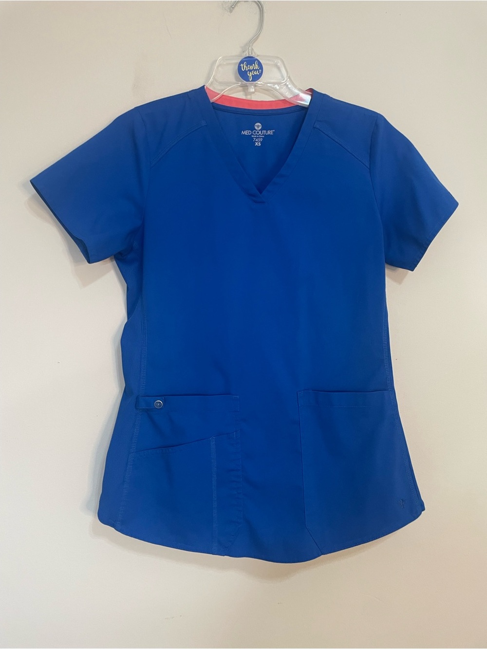 Med Couture Women's V-Neck Medical Scrub Top - Royal Blue Size XS Medical Staff